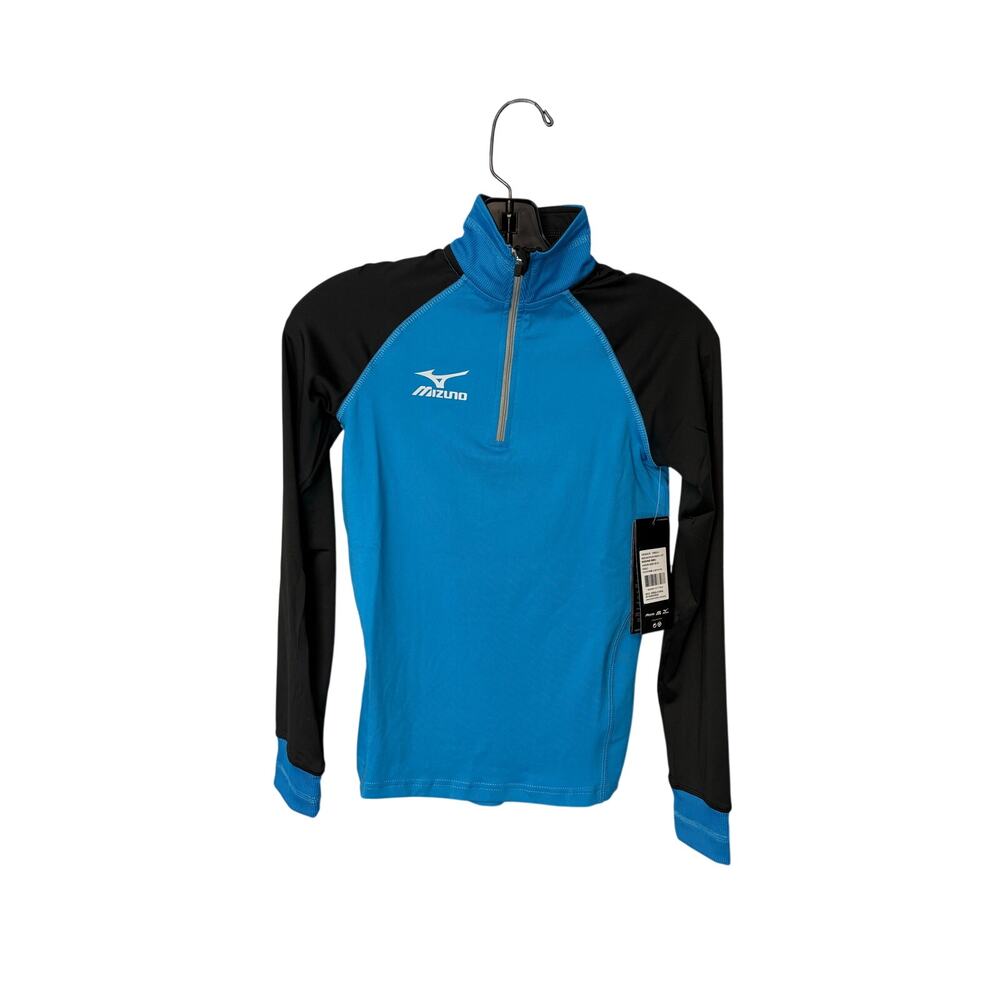 Mizuno performance prime 1/4 zip Drylite long sleeve athletic shirt blue black